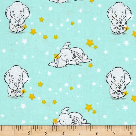 Disney Dumbo Starry Night Mint Green Springs Creative Cotton Fabric SC-Dumbo Starry