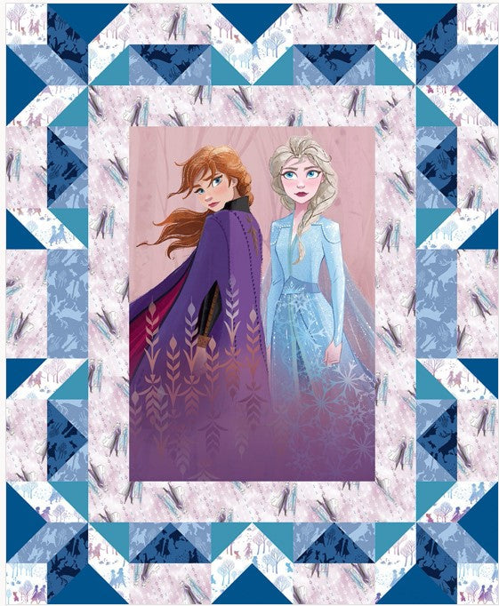 Disney Frozen II Elsa and Anna Faux Quilt Panel 36" Springs Creative Cotton Fabric SC-69325