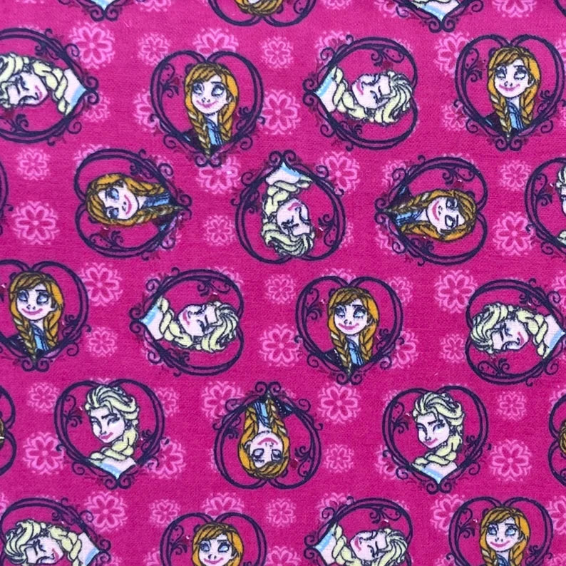 Disney Frozen Sisters Set Heart Pink Springs Creative Cotton FLANNEL Fabric