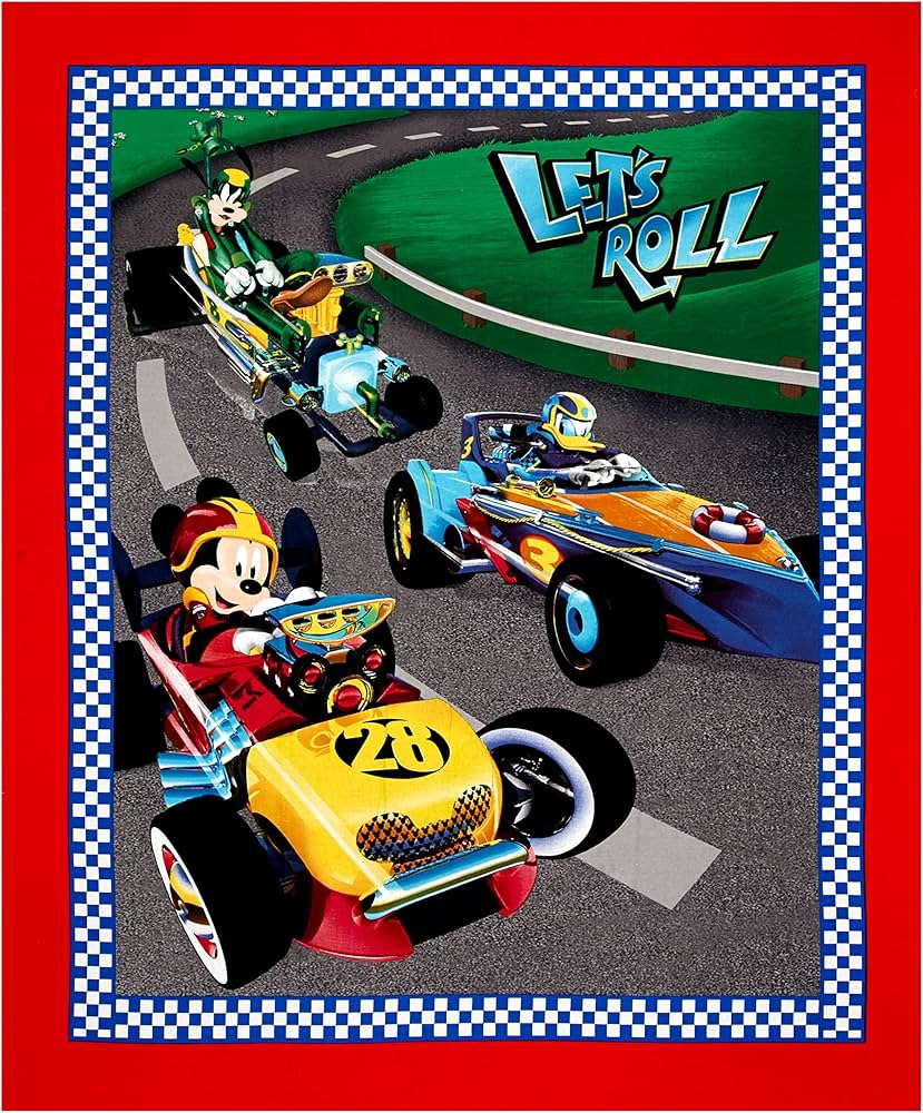 Disney Mickey & Friends Let's Roll Panel 36" Springs Creative Cotton Fabric