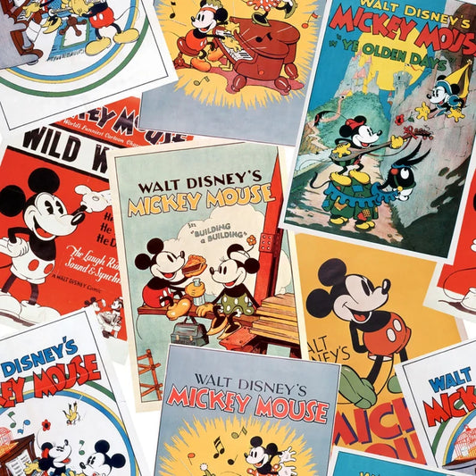 Disney Mickey & Minnie Classic Posters Multi Springs Creative Cotton Fabric SC-73661
