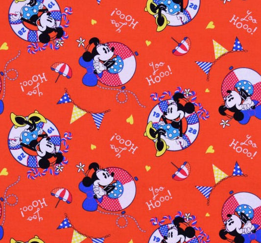 Disney Minnie Mouse Nautical Red Springs Creative Cotton Fabric