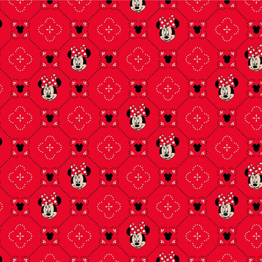 Disney Minnie Smiles Red Springs Creative Cotton Fabric