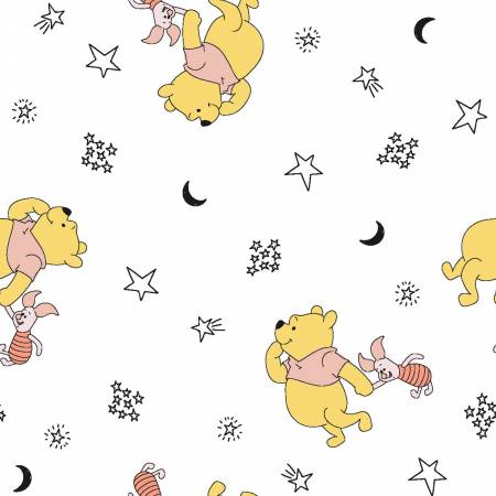 Disney Pooh & Piglet Stars White Springs Creative Cotton Fabric