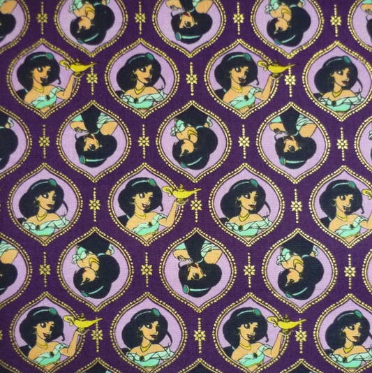 Disney Princess Aladdin Jasmine Frames Purple Metallic Camelot Cotton Fabric