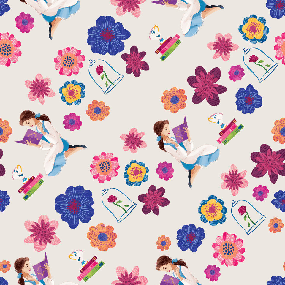 Disney Princess Belle Stripes Off White Springs Creative Cotton Fabric SC-80574-A62078 | US Fabric Shop