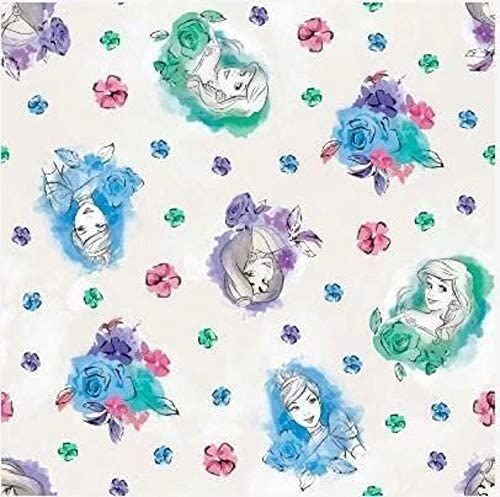 Disney Princess Watercolor White Springs Creative Cotton Fabric