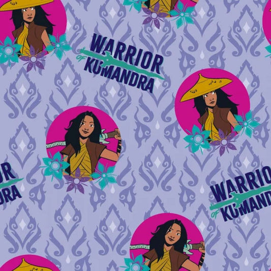 Disney Raya & The Last Dragon Badge Packed Purple Springs Creative Cotton Fabric SC-78143