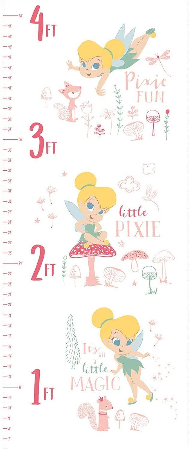 Disney Tinker Bell Growth Chart Panel 17" White Camelot Fabrics Cotton Fabric CF-85400305P-1