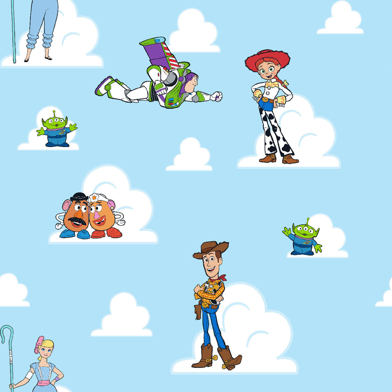 Disney Toy Story Friends Sketch Blue Springs Creative Cotton Fabric SC-77696