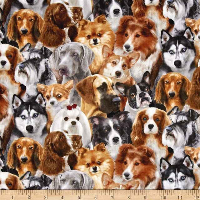 Dog Breeds Packed Dogs Black Elizabeth's Studio Cotton Fabric