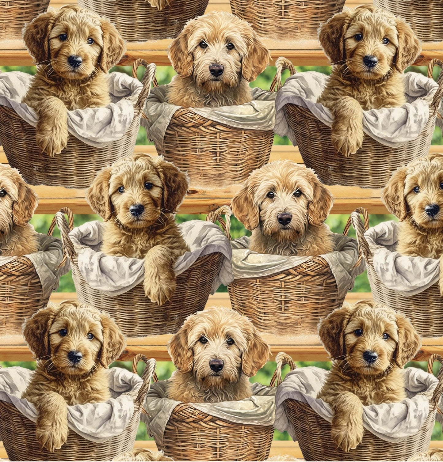 Doggies! Baby Goldendoodles Allover Multi David Textiles Cotton Fabric DT-DX-4284-3C-1