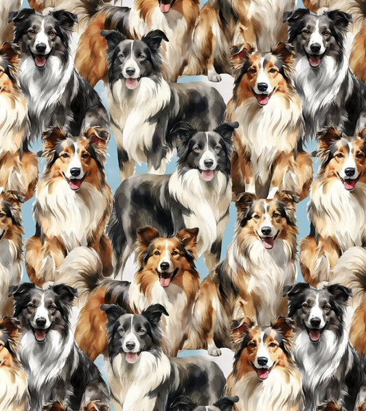 Doggies! Collies Packed Multi David Textiles Cotton Fabric DT-DX-4821-3C-1