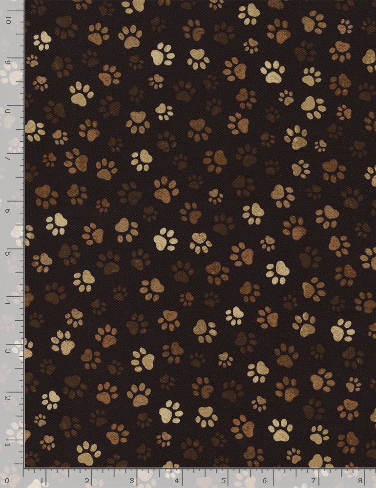 Dogs Rule Paw Print Mud Timeless Treasures Cotton Fabric TT-PAW-C1846-MUD