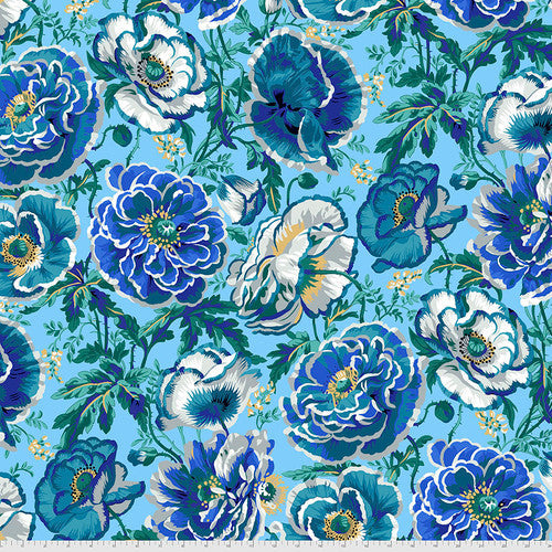 Dorothy Stash Florals Tossed Blue Philip Jacobs Kaffe Fassett Collective Free Spirit Cotton Fabric FS-PWPJ109.BLUE
