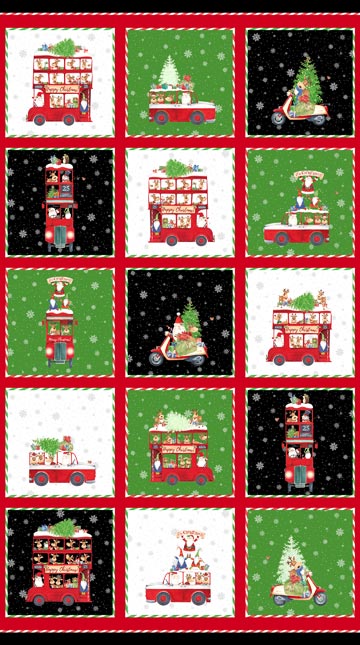 Double Deck Christmas 24" Block Panel Northcott Cotton Fabric