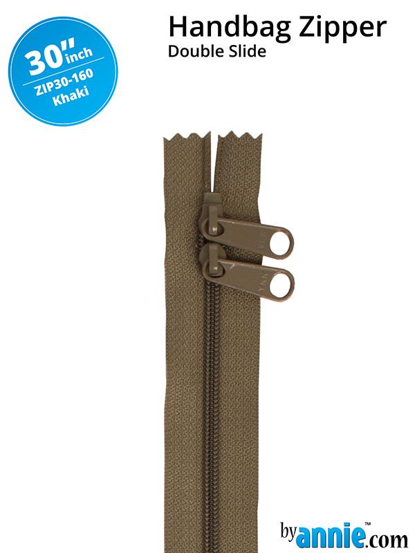 Double Slide Zipper Khaki Brown By Annie's 30 inches BYA-ZIP30-160