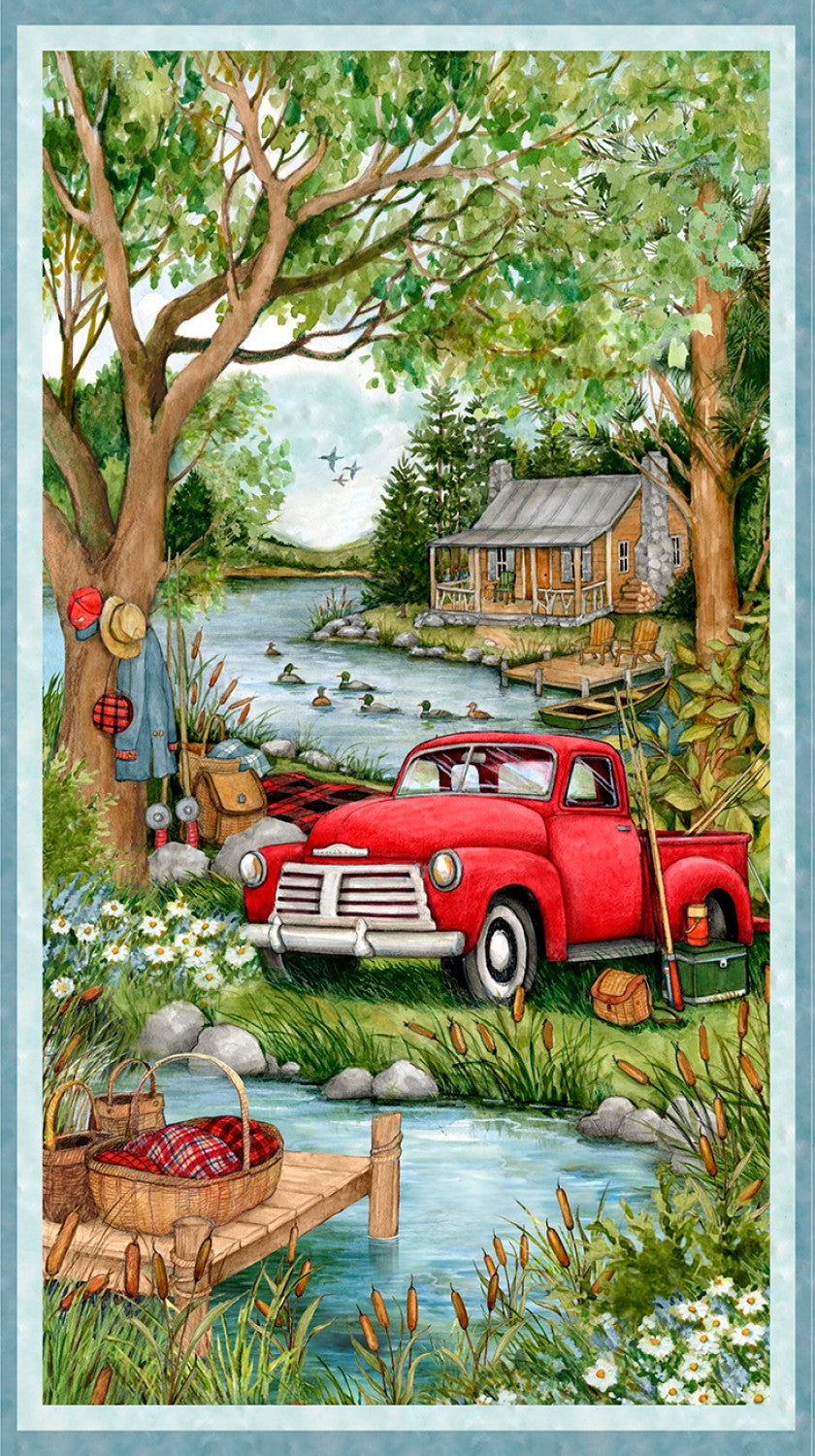 Down the Lake Large Panel 24"Susan Winget Wilmington Prints Cotton Fabric WP-39726-743