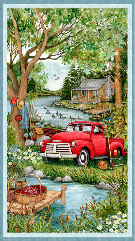 Down the Lake Large Panel 24"Susan Winget Wilmington Prints Cotton Fabric WP-39726-743