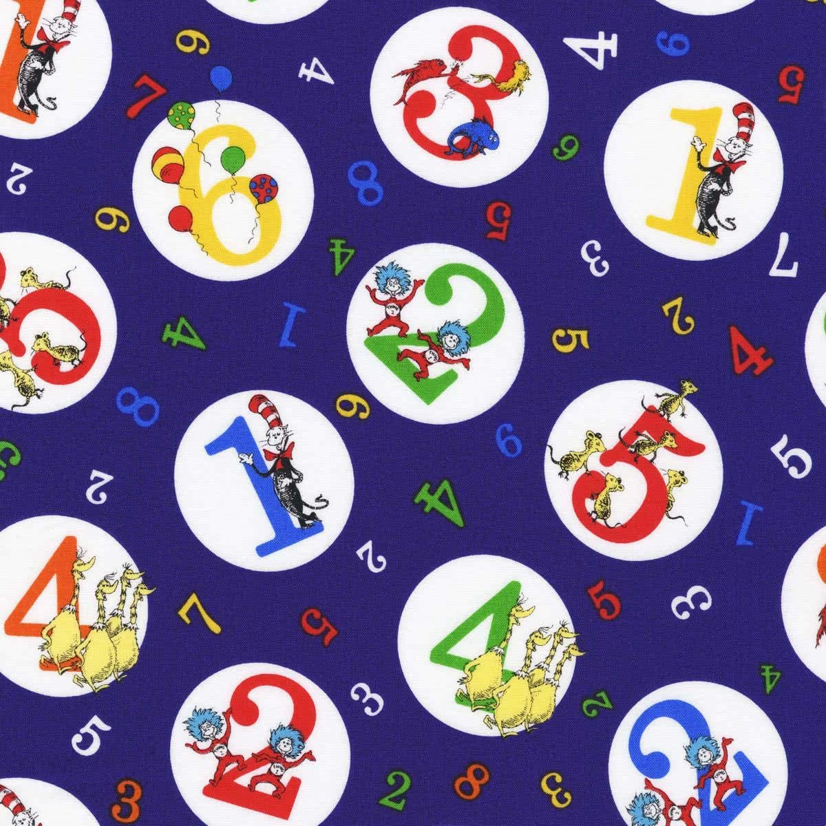 Dr Seuss ABC 123 Circles Concord Grape Robert Kaufman Cotton Fabric | US Fabric Shop