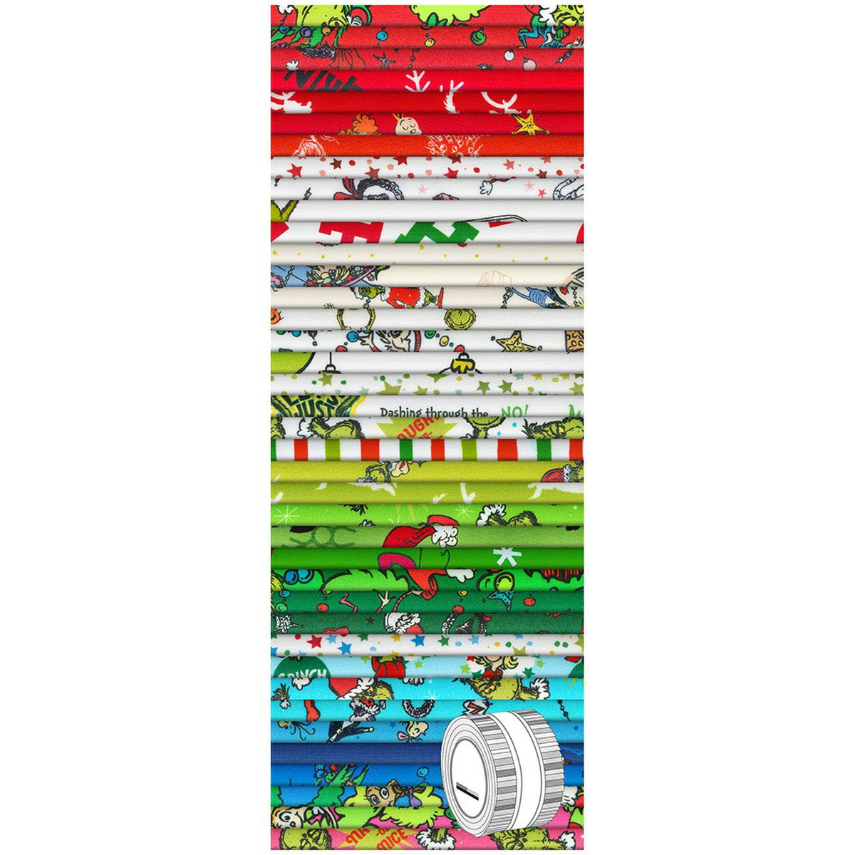 Dr Seuss How the Grinch Stole Christmas 2.5" Roll Strips Robert Kaufman Cotton Fabric RK-RU-1272-40