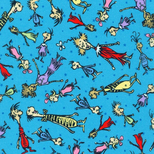 Dr. Seuss How the Grinch Stole Christmas Happy Whoville Holiday Blue Robert Kaufman Cotton Fabric RK-ADED-21777-223