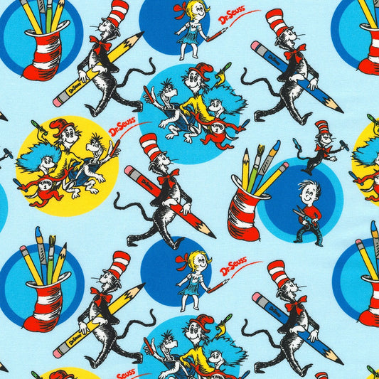Dr. Seuss Express Yourself Sky Dr. Seuss Enterprises Robert Kaufman Cotton Fabric RK-ADE-21470-63