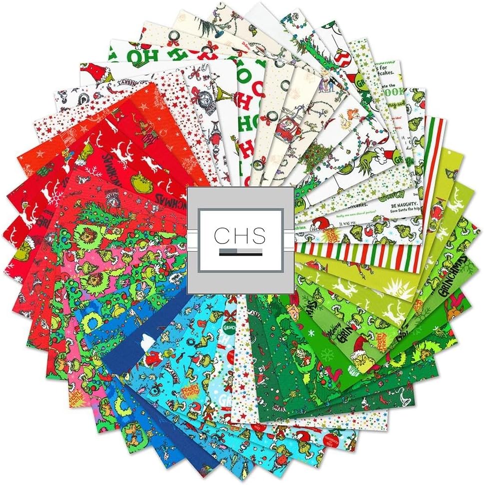 Dr Seuss How the Grinch Stole Christmas Grinchmas Colorstory Charm 5'' Square Robert Kaufman RK-CHS-1247-42