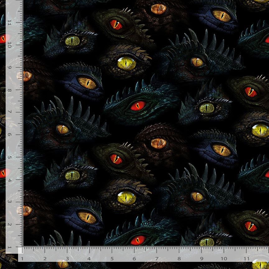 Dragon's Lair Eyes of the Dragons Allover Black Timeless Treasures Cotton Fabric TT-FUN-CD2495-BLACK