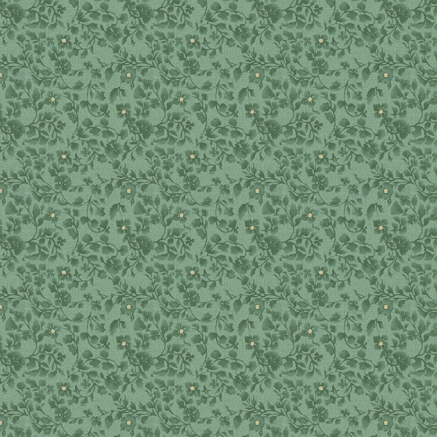 Dragonfly Garden Green Tiny Stampled Vintage Florals Timeless Treasures Cotton Fabric