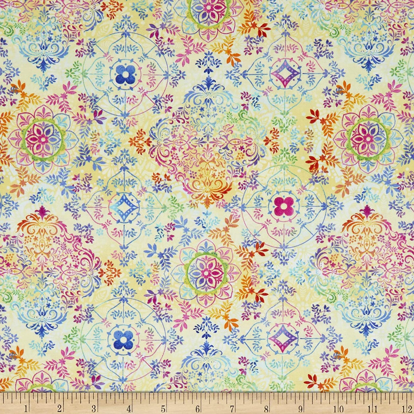 Dragonfly Lagoon Large Medallion Yellow Henry Glass Cotton Fabric HG-2799-33