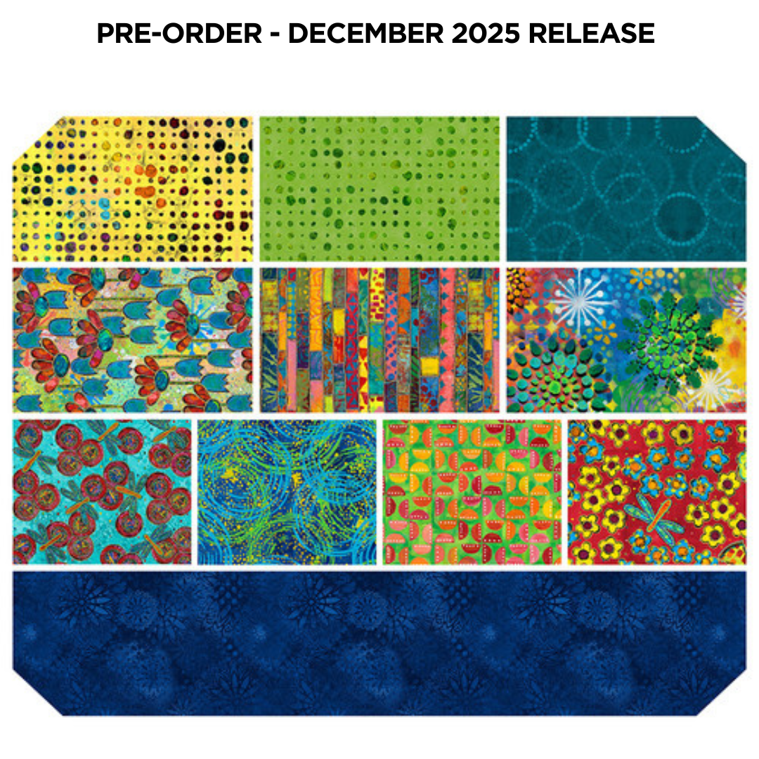 PRE-ORDER | DEC 2025 | Dragonfly Dance Fat Quarter Bundle Spark Pack 18"x21" 11pc Sue Penn Free Spirit Cotton Quilting Fabric FS-FB4FSSP.SPARK