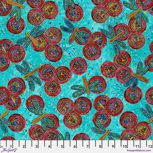 Dragonfly Dance Flight Mint Sue Penn Free Spirit Cotton Quilting Fabric FS-PWSP110.MINT