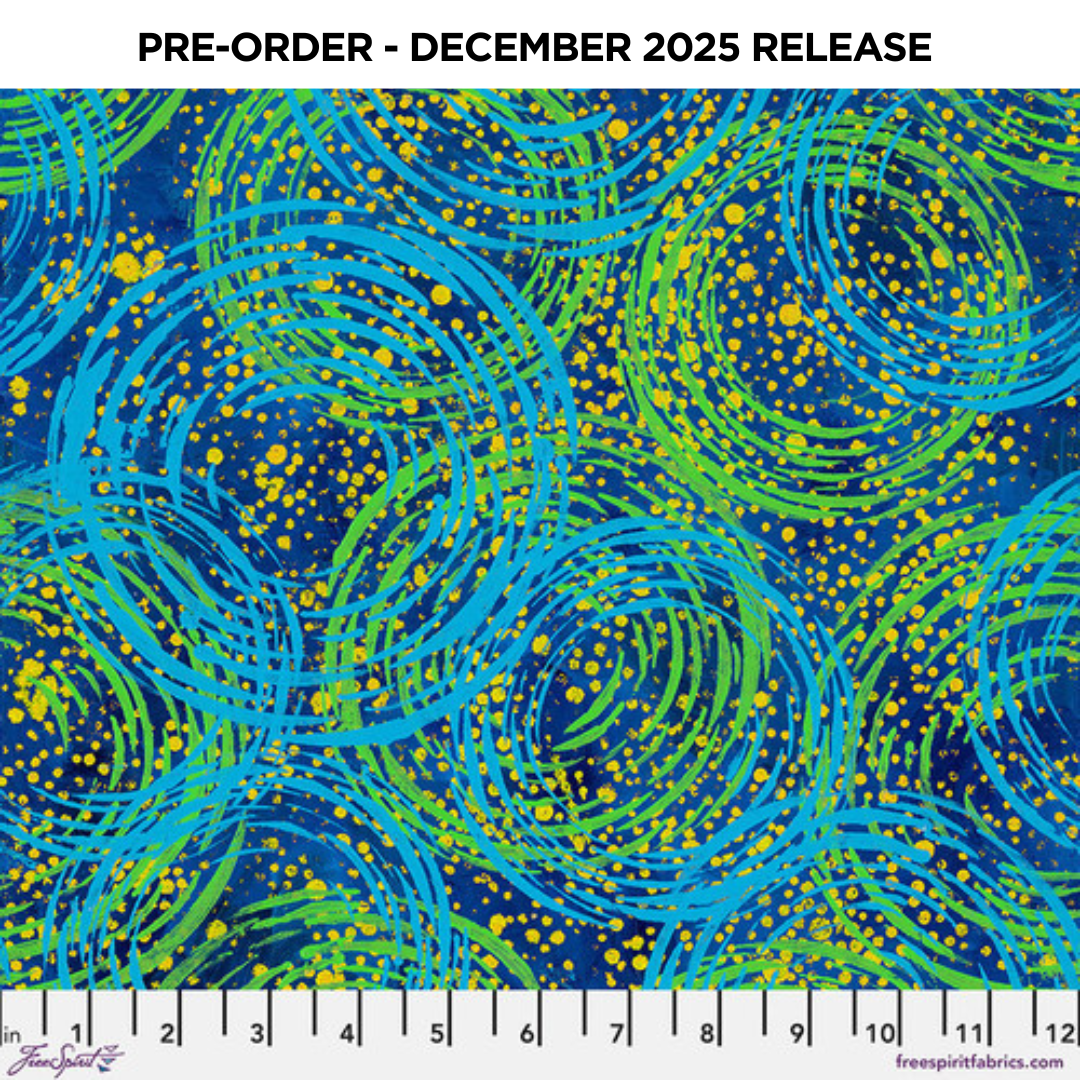 PRE-ORDER | DEC 2025 | Dragonfly Dance Swirlygig Blue Sue Penn Free Spirit Cotton Fabric FS-PWSP111.BLUE