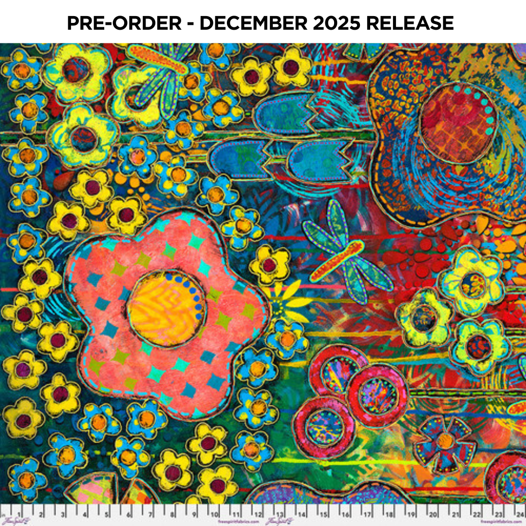 PRE-ORDER | DEC 2025 | Dragonfly Dance Multi Sue Penn Free Spirit Cotton Quilting Fabric FS-PWSP106.MULTI