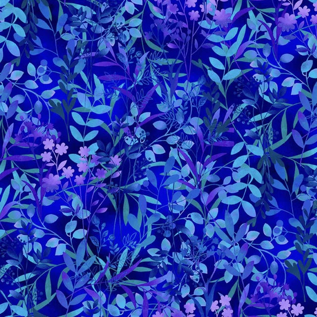 Dragonfly Lagoon Monotone Fern Royal Blue Color Principle Henry Glass Cotton Fabric HG-2795-77