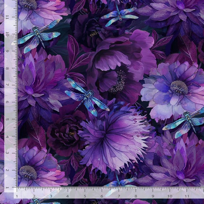 Dragonfly Mist 108" Wide Back Floral with Dragonflies Purple Timeless Treasures Cotton Fabric TT-XNATURE-CD3892-PURPLE | US Fabric Shop