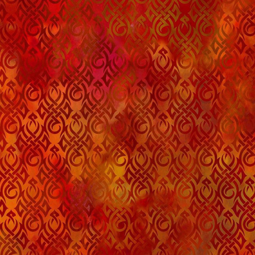 Dragons Flames Red Orange Jason Yenter In The Beginning Cotton fabric