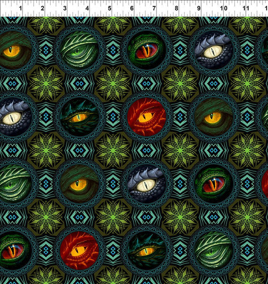 Dragons Emerald Reign Eyes Multi Jason Yenter The Beginning Fabrics Cotton Fabric ITB-24DRG-1