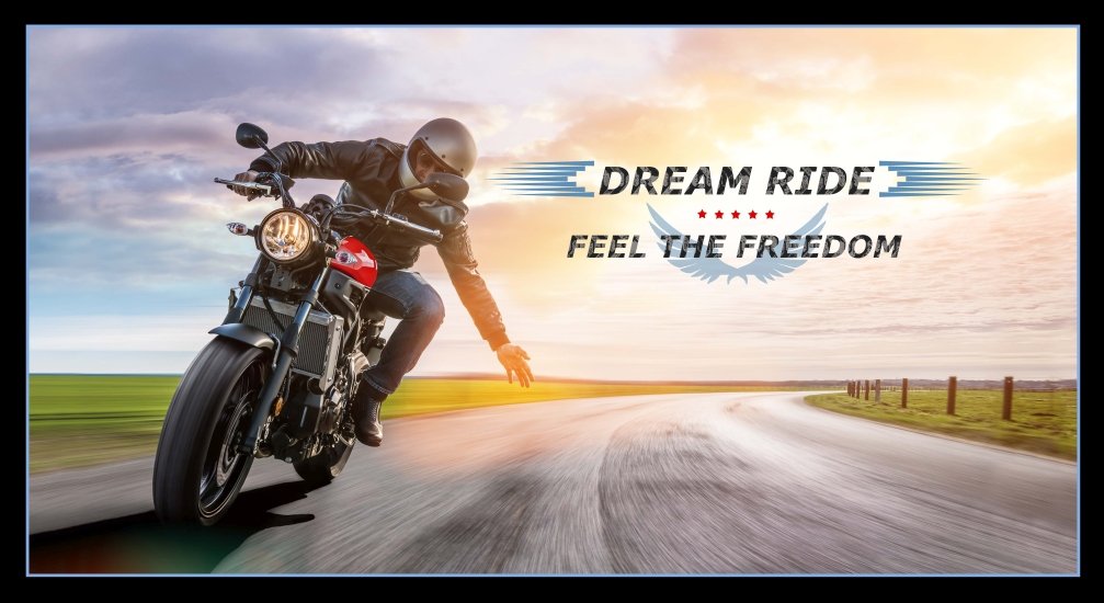 Dream Ride Motorcycle Panel 24" Black Elizabeth's Studio Cotton Fabric