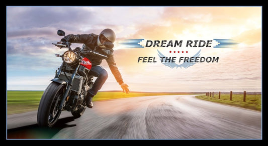 Dream Ride Motorcycle Panel 24" Black Elizabeth's Studio Cotton Fabric