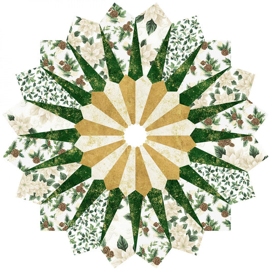 Dresden Christmas Tree Skirt 40" Sewing Kit DIY Natural Gold Fox Design Hoffman Fabrics  HF-QFDTS4-20G