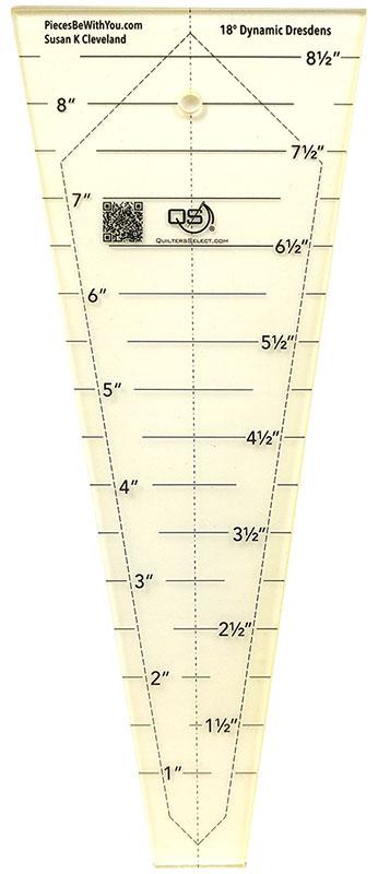 Dresden Ruler Non Slip 18 Degree Acrylic Quilters Select QS-18DRE