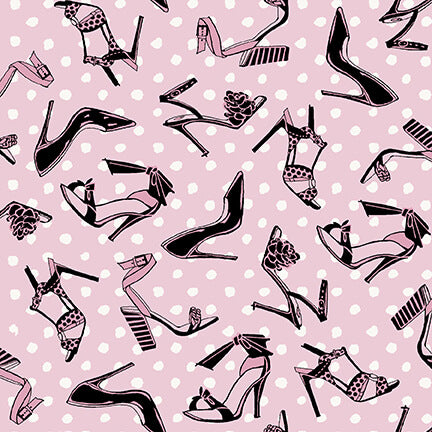 Dressed & Obsessed High Heel Shoes Pink Anne Tavoletti Studio E Cotton Fabric SE-E6674-29