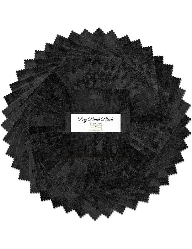 Dry Brush Black 5" Squares Karat Gems 42pcs Wilmington Prints Cotton Fabric WP-507-92-507