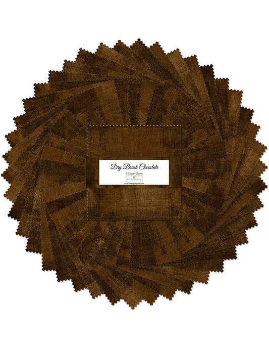 Dry Brush Chocolate 5" Squares Karat Gems 42pcs Wilmington Prints Cotton Precut Fabric WP-507-140-507