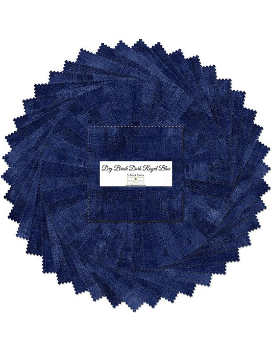 Dry Brush Dark Royal Blue 5" Squares Karat Gems 42pcs Wilmington Prints Cotton Precut Fabric WP-507-142-507