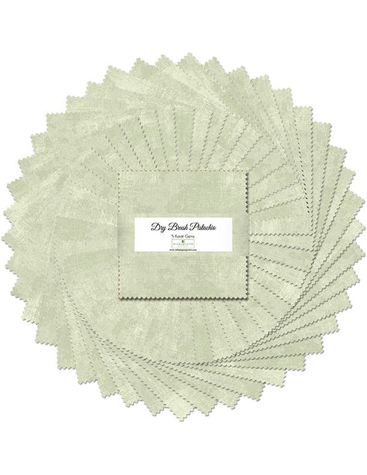 Dry Brush Pistachio Green 5" Squares Karat Gems 42pcs Wilmington Prints Cotton Precut Fabric