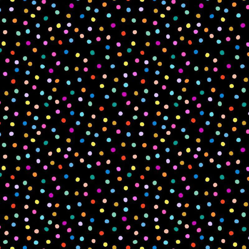 Dusk Pompoms Black Multi Figo Northcott Cotton Fabric NC-92040-99