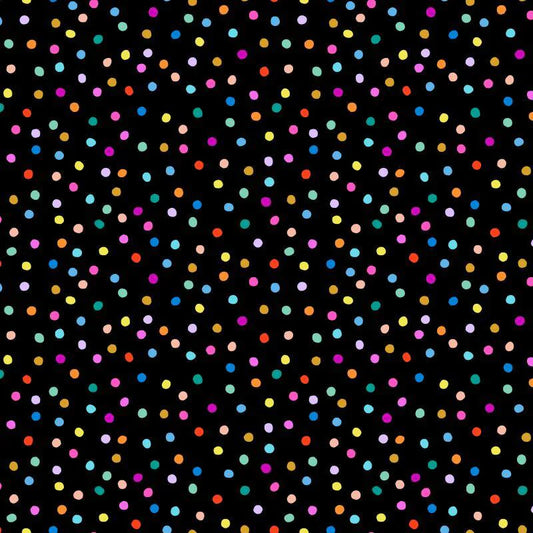 Dusk Pompoms Black Multi Figo Northcott Cotton Fabric NC-92040-99